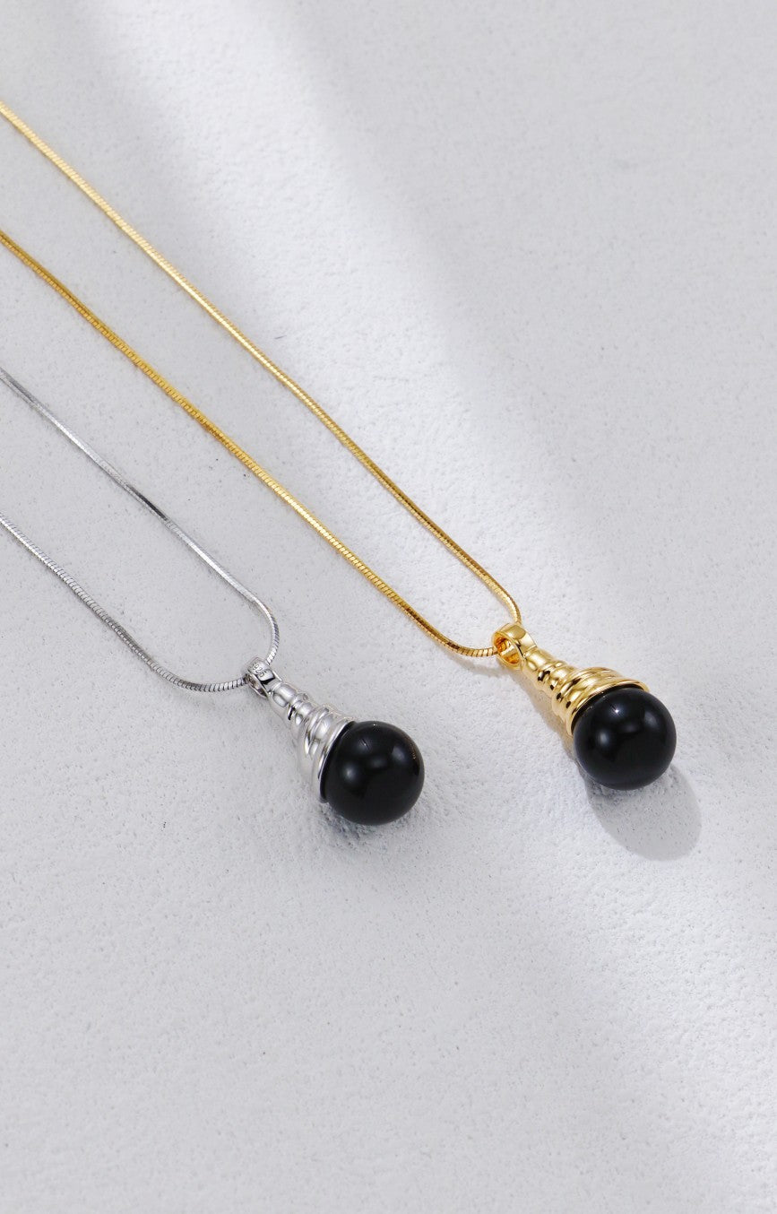 Niche Design Series Sterling Silver Black Agate Necklace