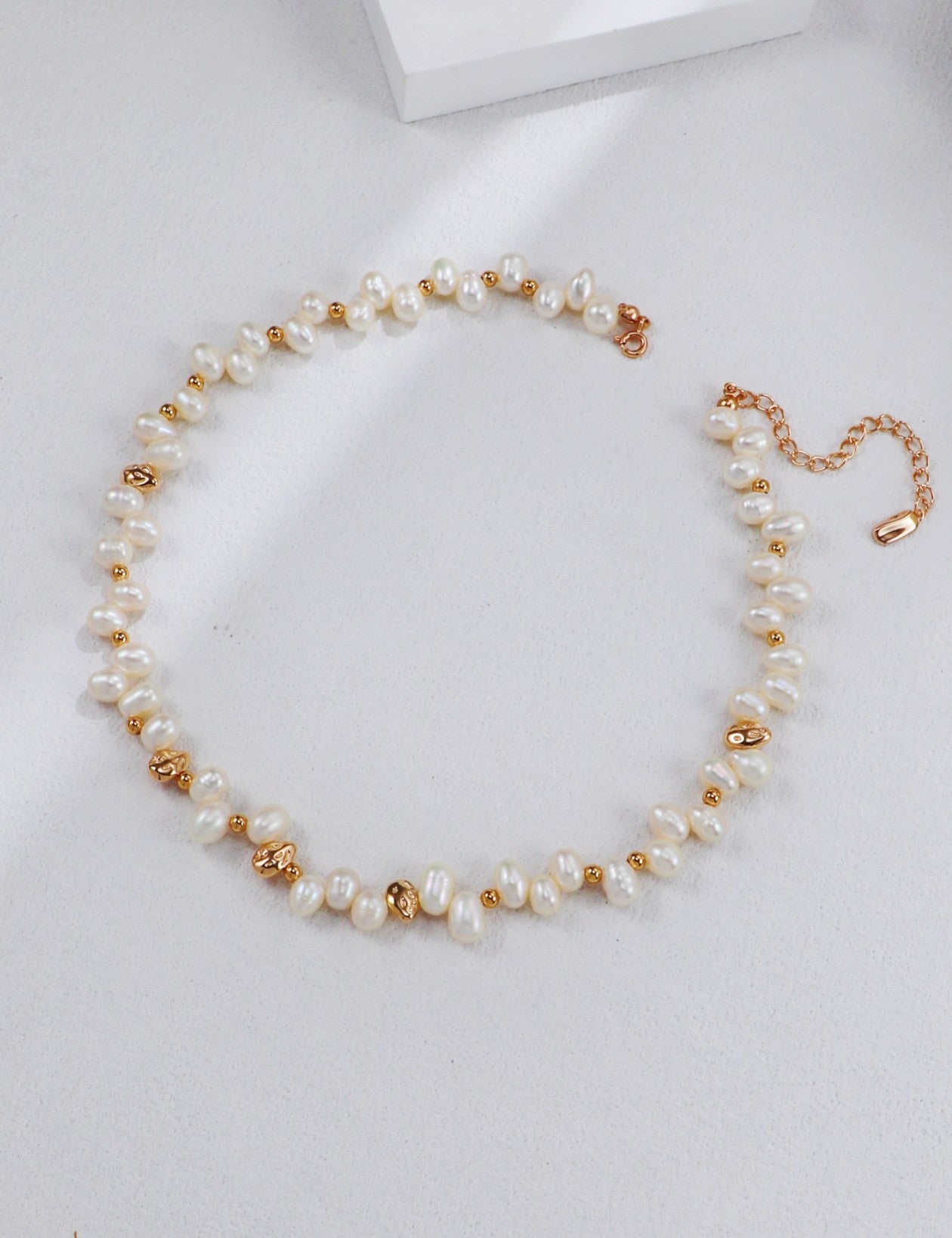Niche Design Series Sterling Silver Vintage Gold Pearl Necklace