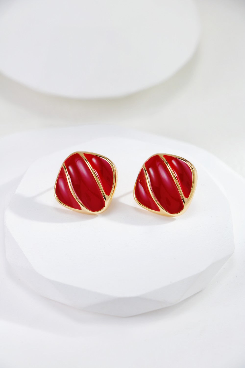 Niche Design Series Red Glaze Sterling Silver Earrings
