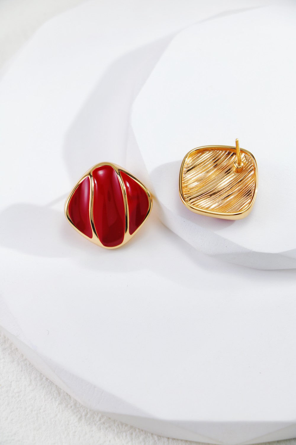 Niche Design Series Red Glaze Sterling Silver Earrings