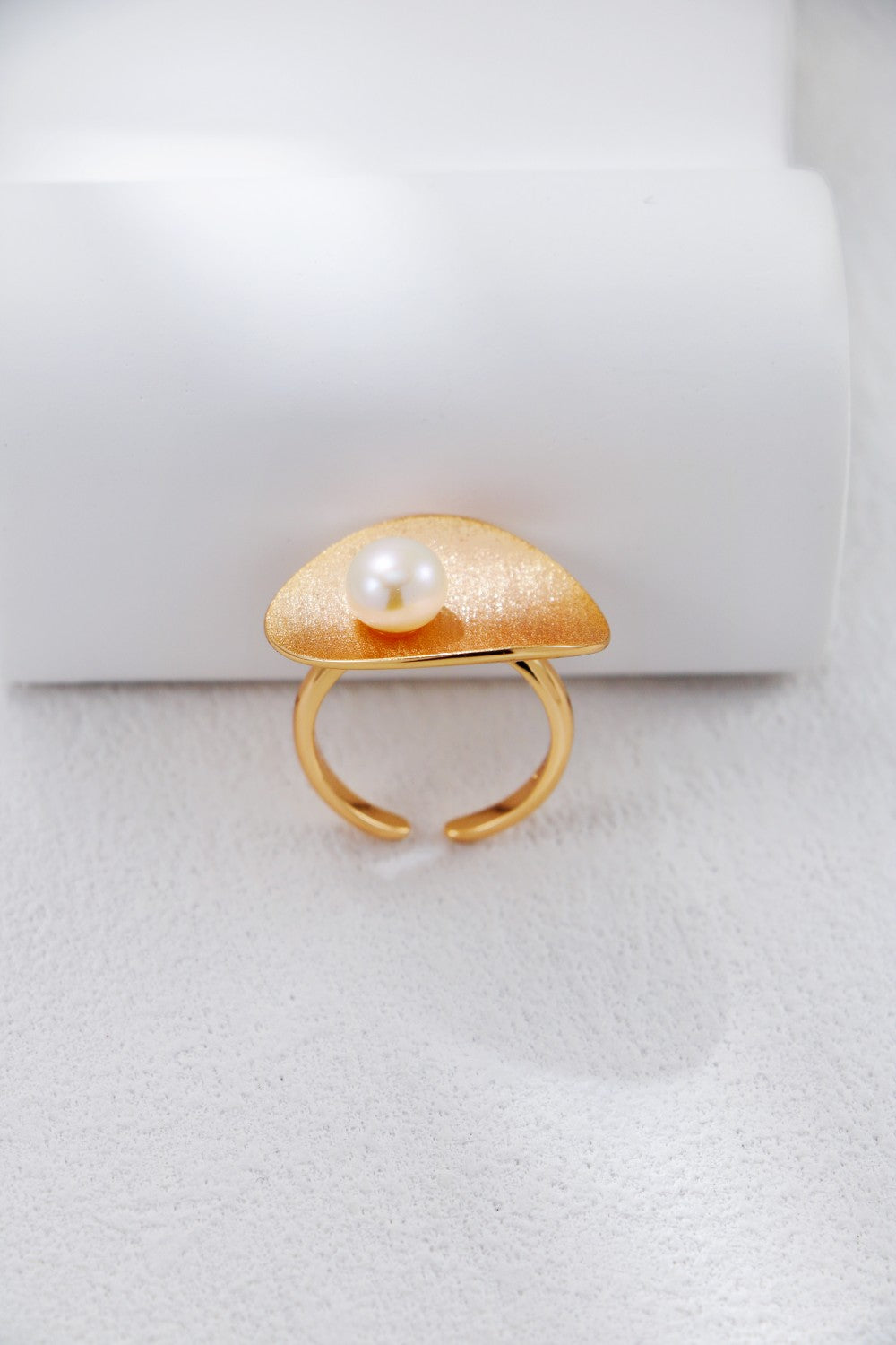 Niche Design Series Brushed Silver Pearl Ring