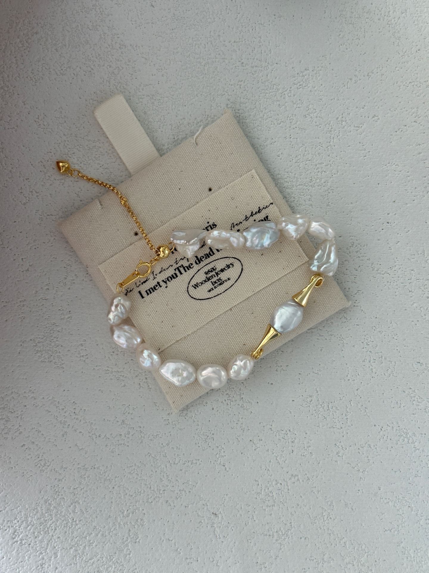 Natural baroque pearl mustache sterling silver gold-plated bracelet (long bracelet)