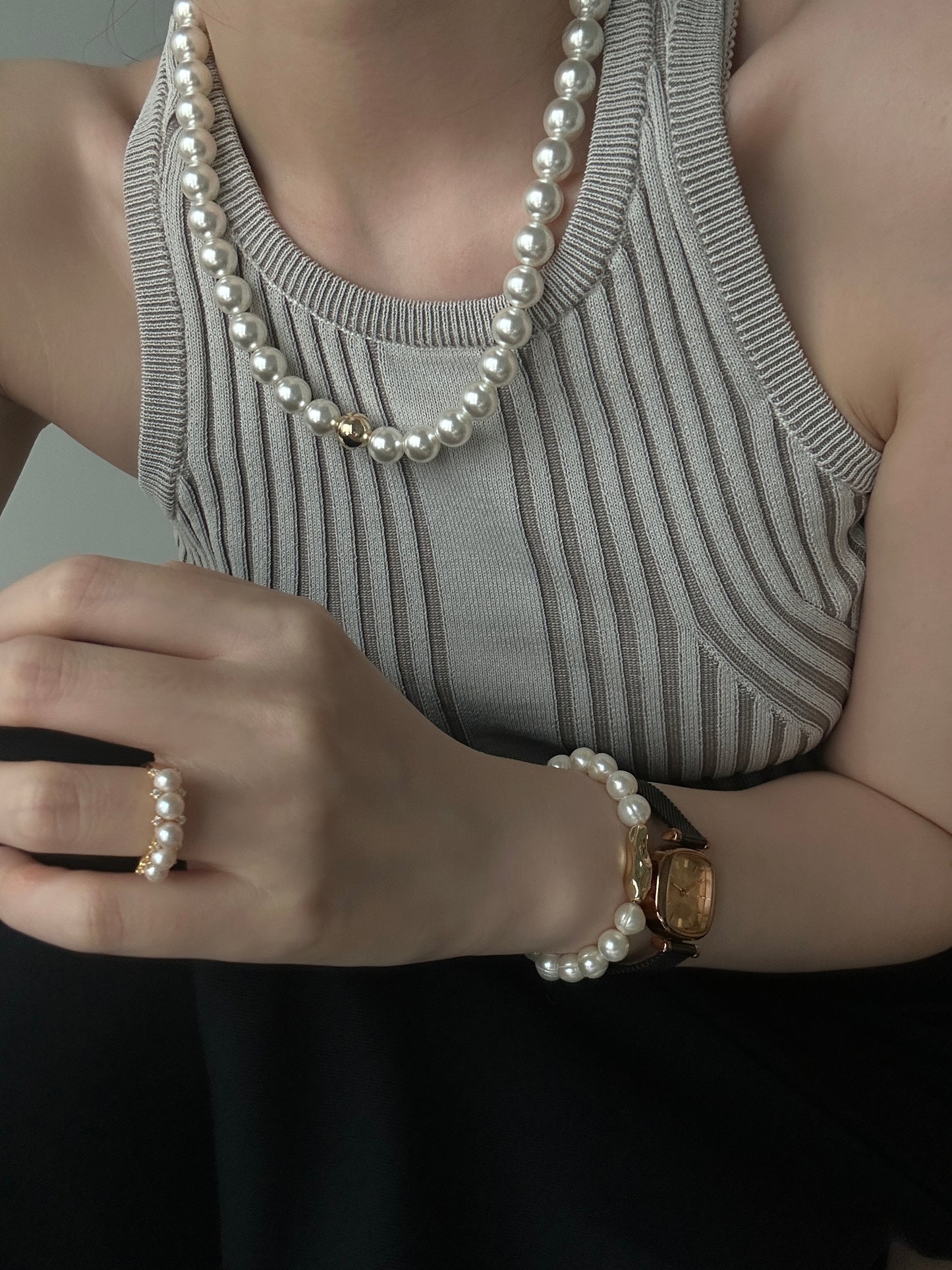Natural freshwater pearl thread bracelet
