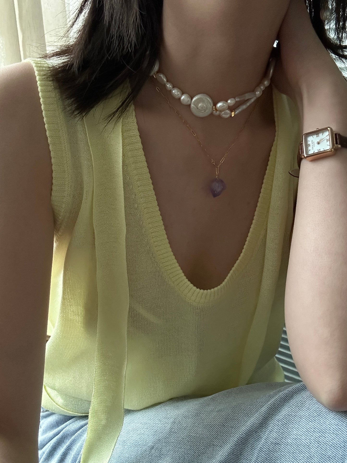 French Choker Natural Large Baroque Pearl Necklace