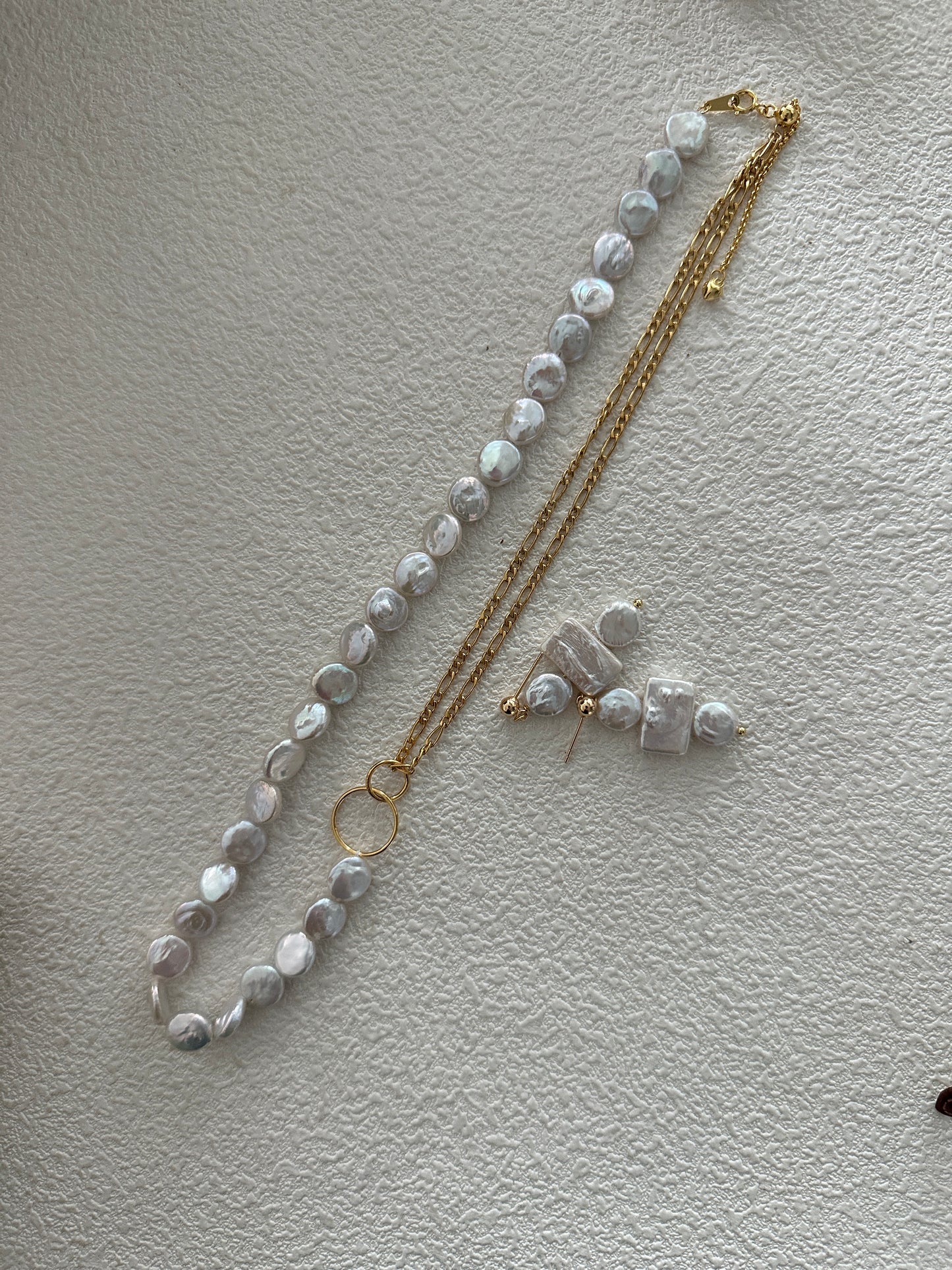 Natural super bright square and round baroque pearl sterling silver earrings