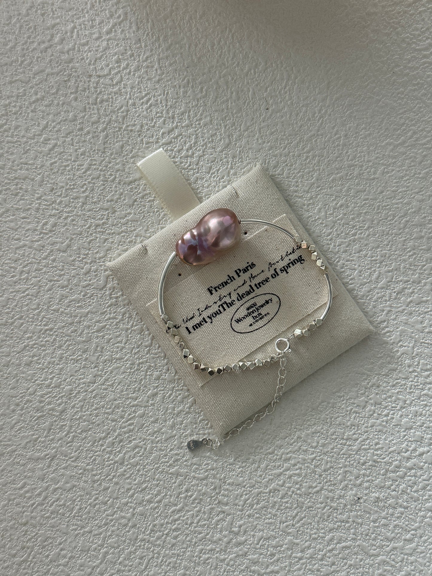 Natural colorful baroque pearl sterling silver bracelet