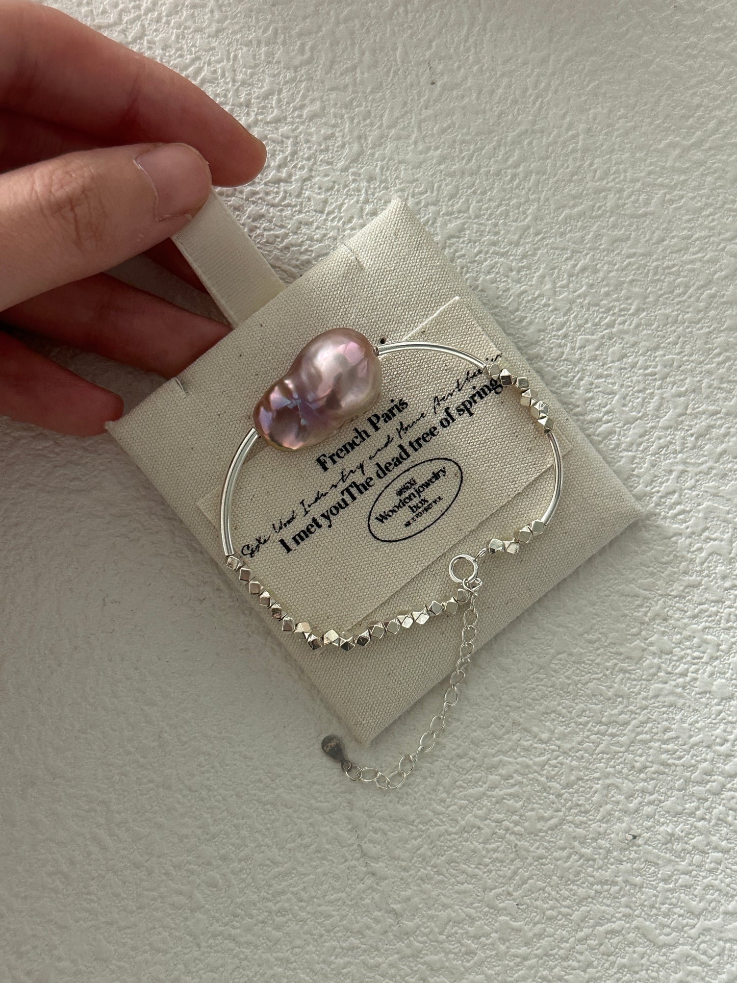 Natural colorful baroque pearl sterling silver bracelet