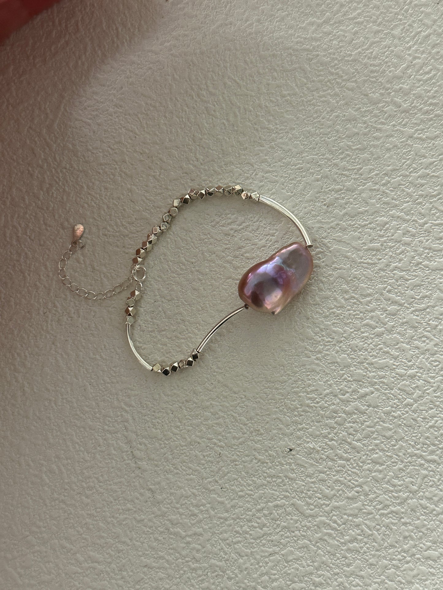 Natural colorful baroque pearl sterling silver bracelet