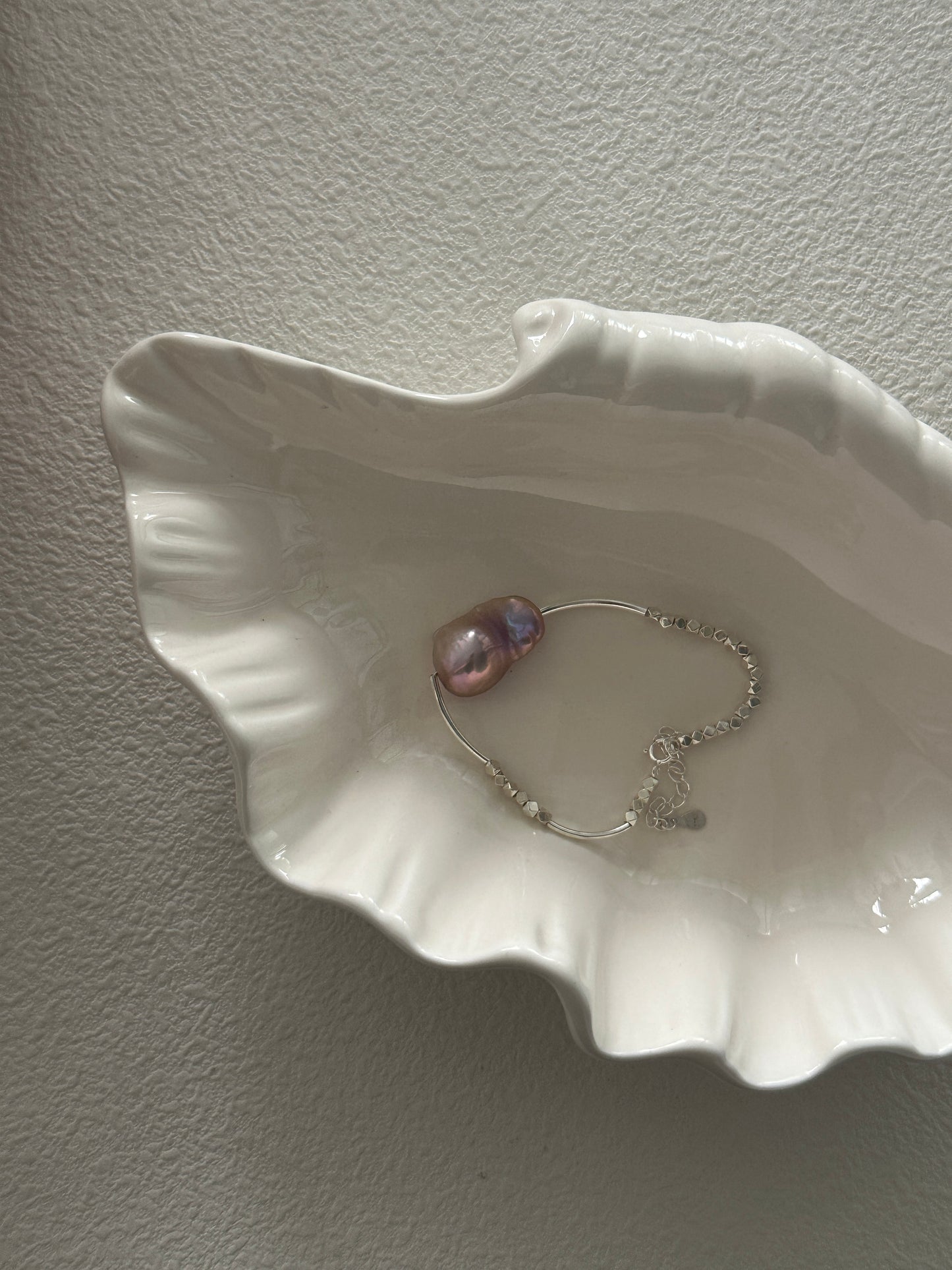 Natural colorful baroque pearl sterling silver bracelet