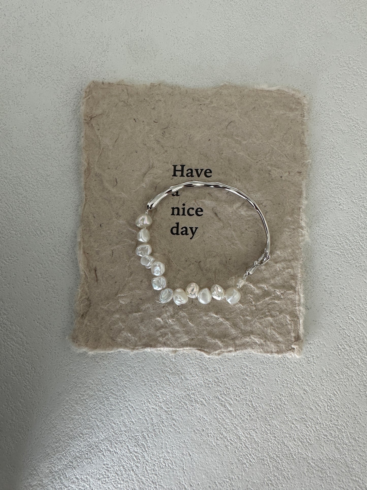 Natural baroque pearl sterling silver bracelet