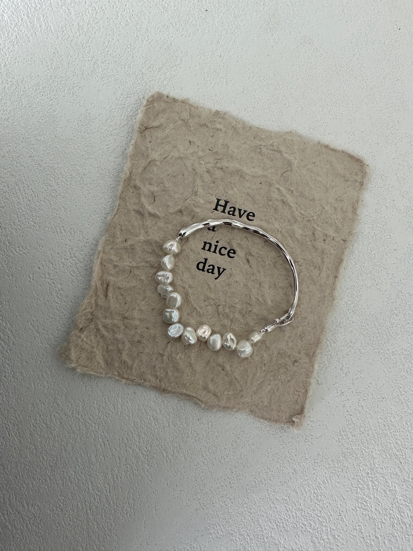 Natural baroque pearl sterling silver bracelet