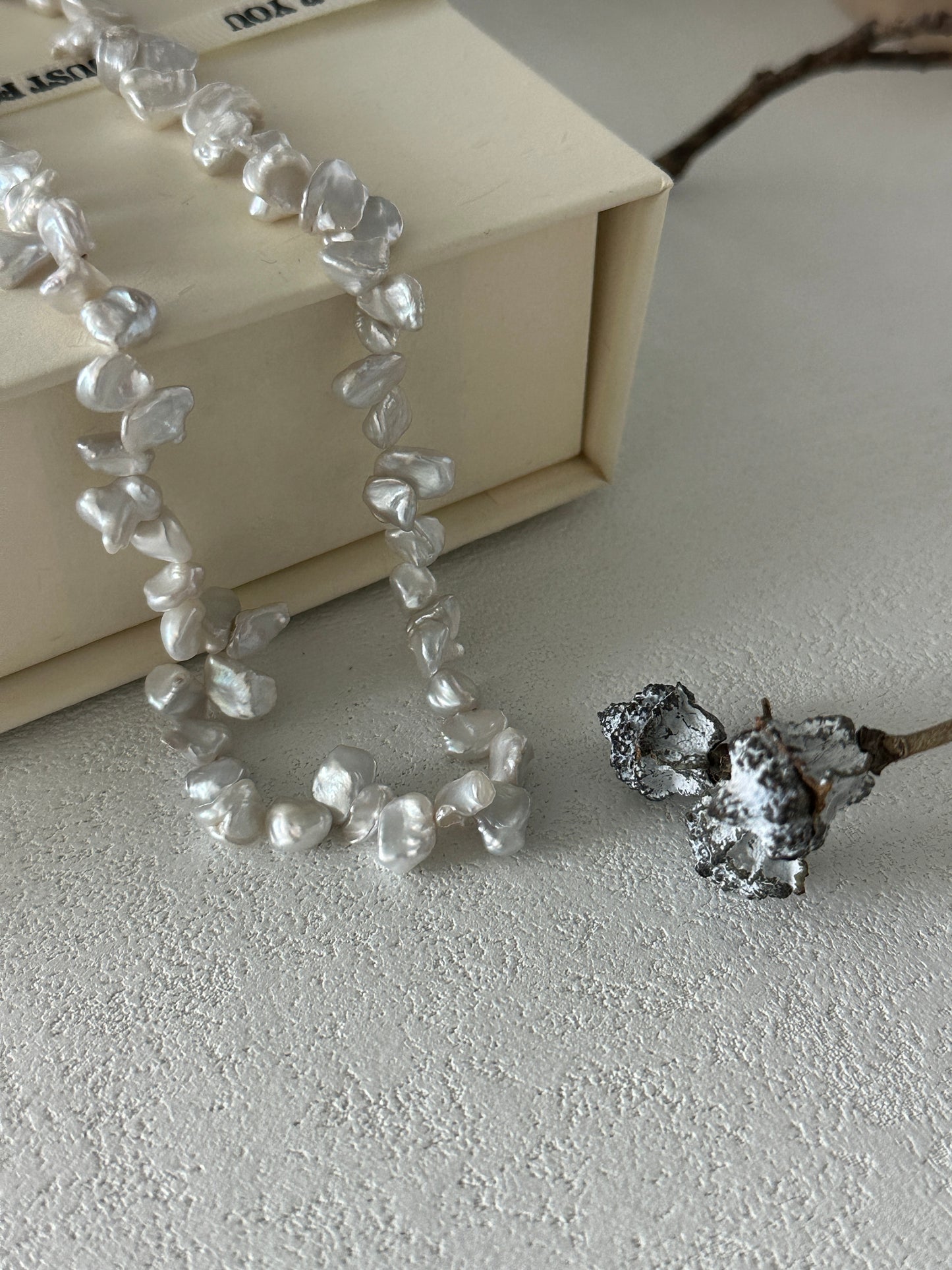 Keshi natural baroque pearl necklace