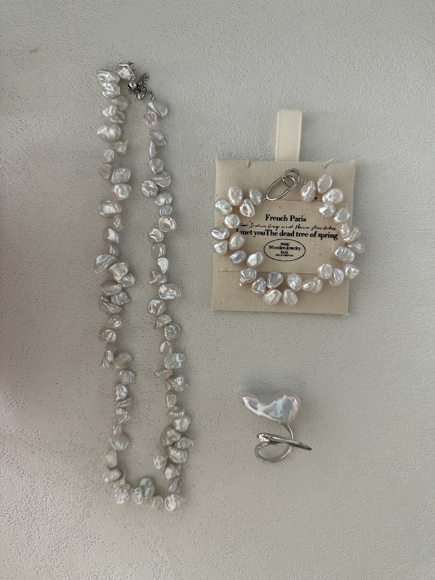 Keshi natural baroque pearl sterling silver bracelet