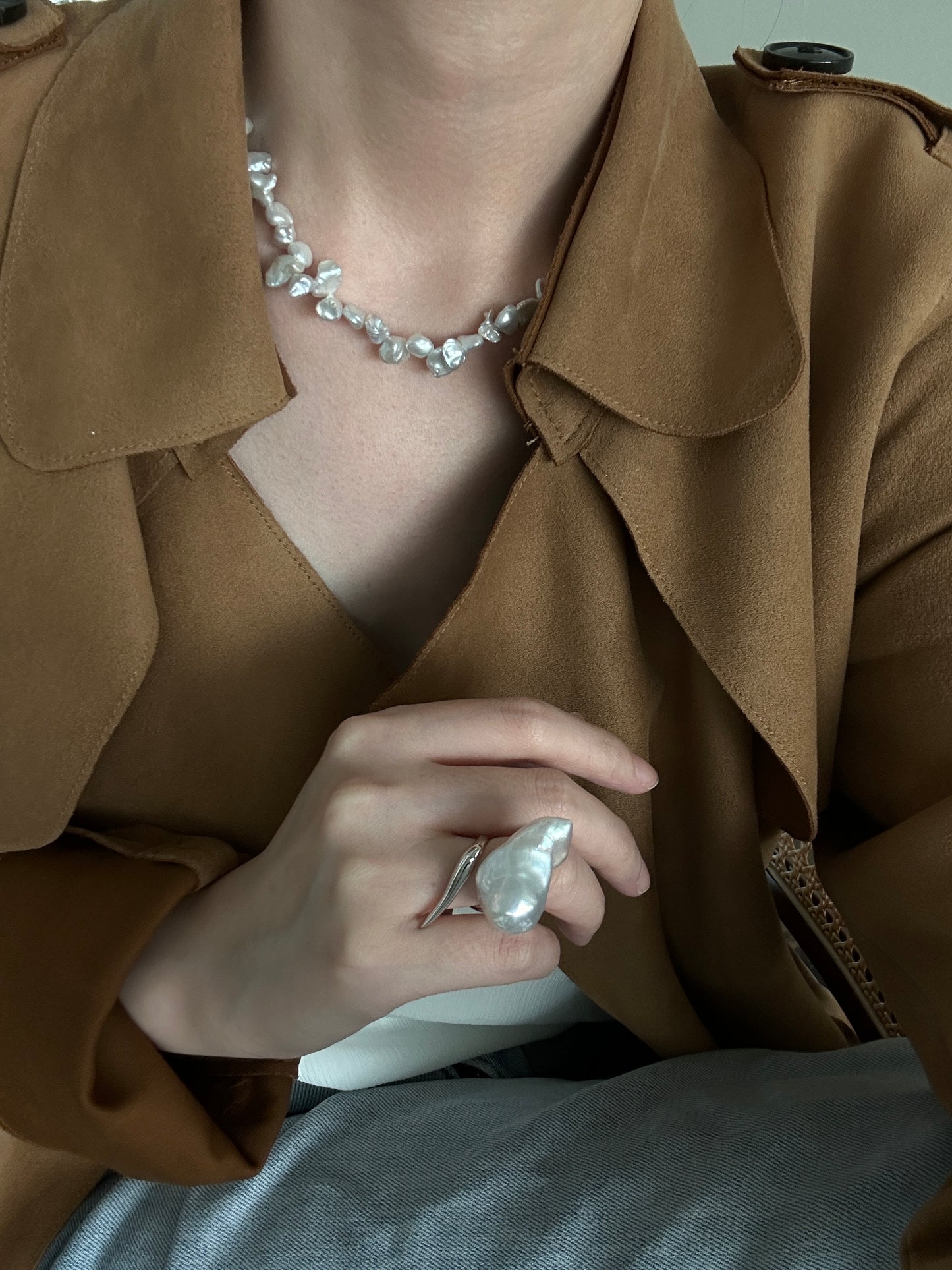 Keshi natural baroque pearl necklace