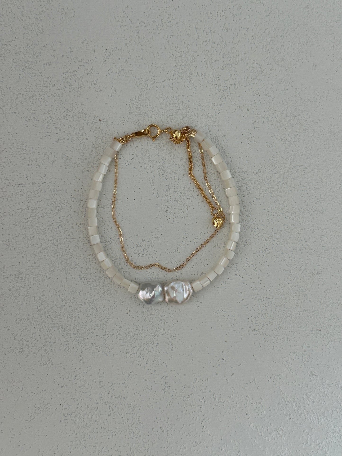 Natural Baroque Shell Pearl Sterling Silver Gold Plated Bracelet