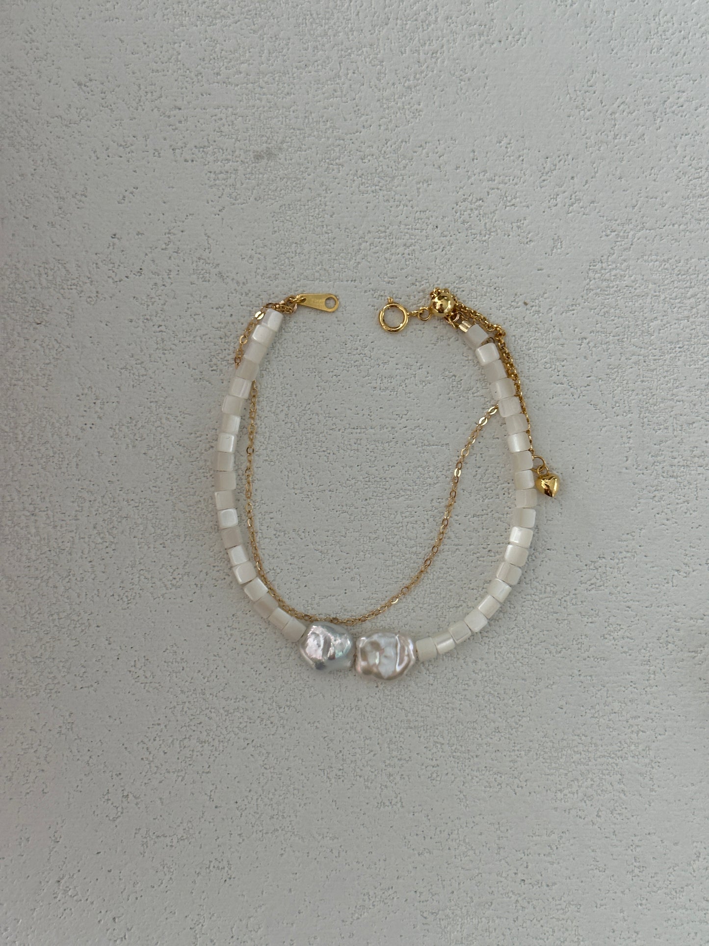 Natural Baroque Shell Pearl Sterling Silver Gold Plated Bracelet
