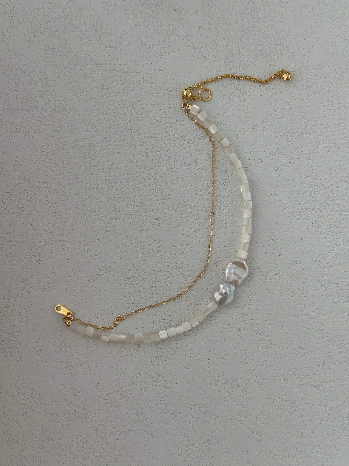 Natural Baroque Shell Pearl Sterling Silver Gold Plated Bracelet