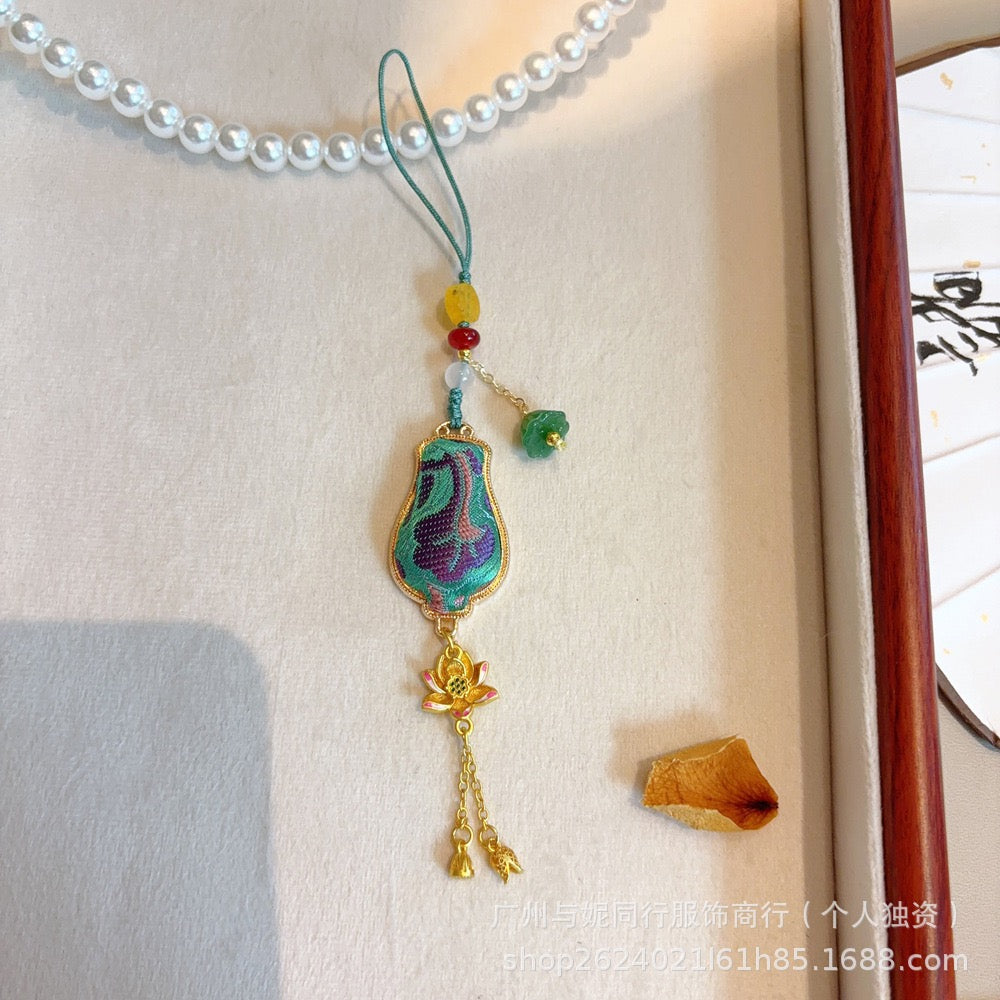 Intangible Cultural Heritage Chinese Silk Song Brocade Pure Handmade Pendant, Necklace, Jewelry