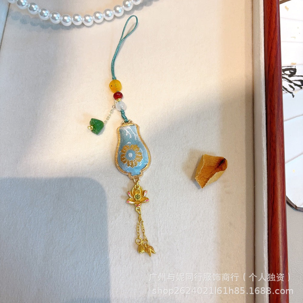 Intangible Cultural Heritage Chinese Silk Song Brocade Pure Handmade Pendant, Necklace, Jewelry