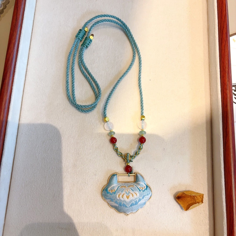 Intangible Cultural Heritage Chinese Silk Song Brocade Pure Handmade Pendant, Necklace, Jewelry