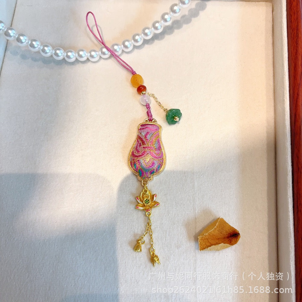 Intangible Cultural Heritage Chinese Silk Song Brocade Pure Handmade Pendant, Necklace, Jewelry