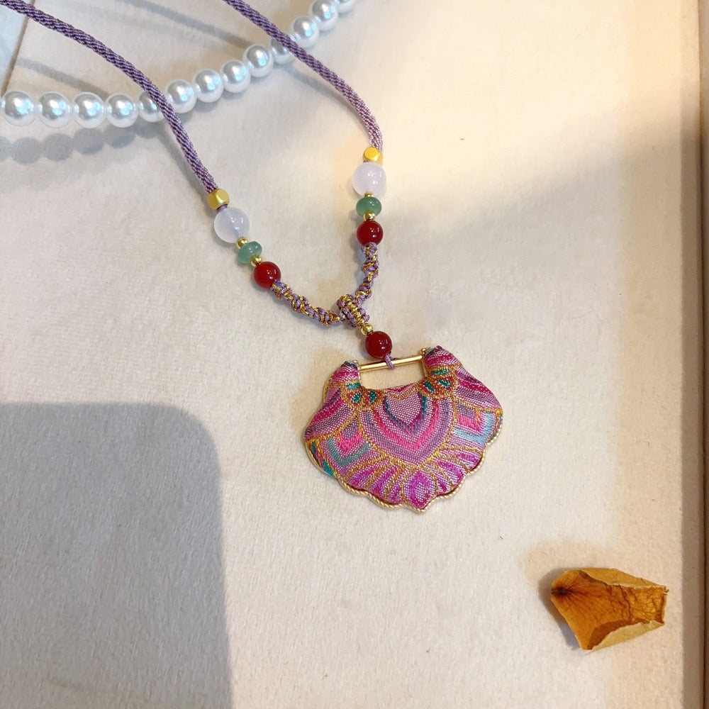 Intangible Cultural Heritage Chinese Silk Song Brocade Pure Handmade Pendant, Necklace, Jewelry