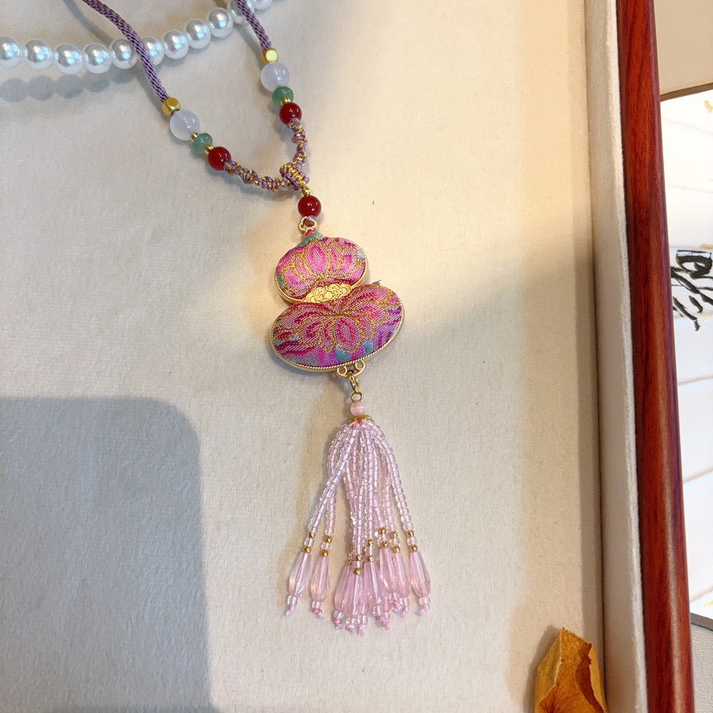 Intangible Cultural Heritage Chinese Silk Song Brocade Pure Handmade Pendant, Necklace, Jewelry