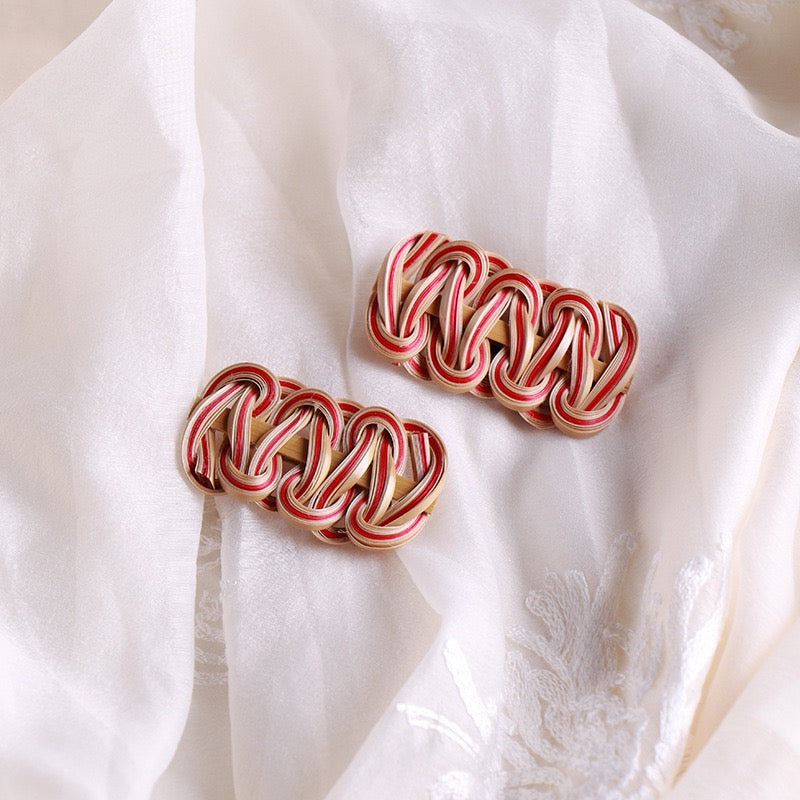 Intangible cultural heritage handmade bamboo earrings, brooches, hairpins,the same style as Li Ziqi