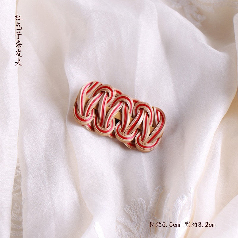 Intangible cultural heritage handmade bamboo earrings, brooches, hairpins,the same style as Li Ziqi