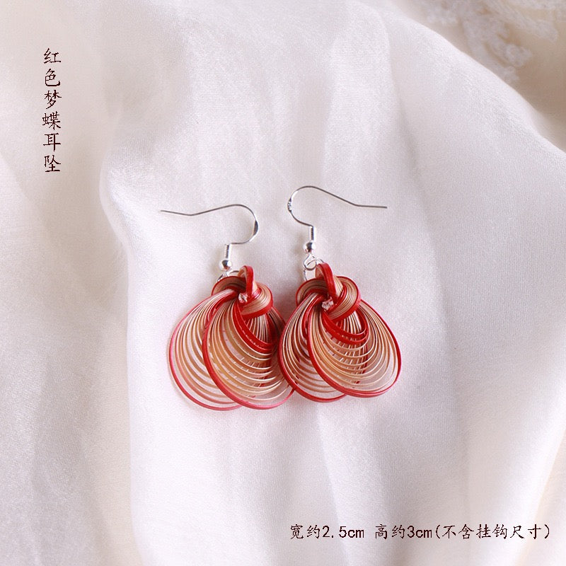 Intangible cultural heritage handmade bamboo earrings, brooches, hairpins,the same style as Li Ziqi