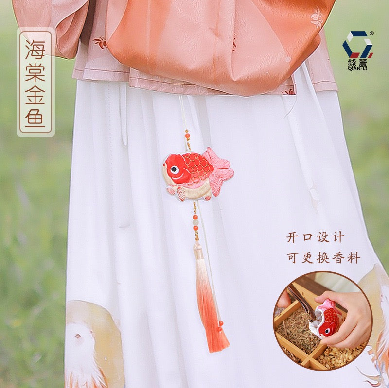 Intangible Cultural Heritage Handmade Goldfish Scented Bag Pendant