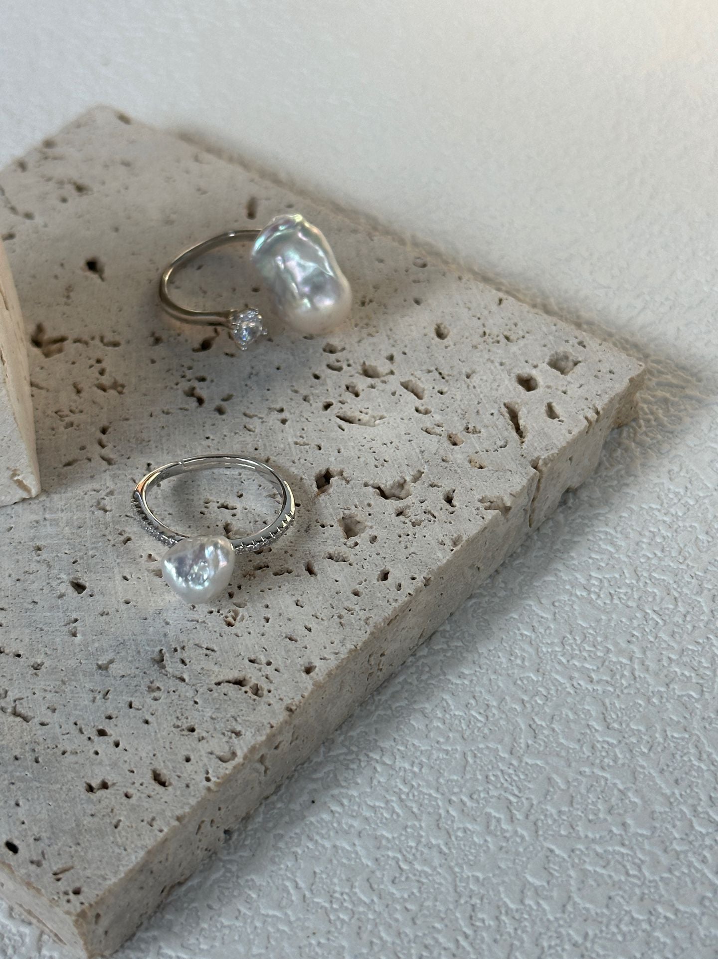 Natural super bright super large baroque pearl sterling silver ring