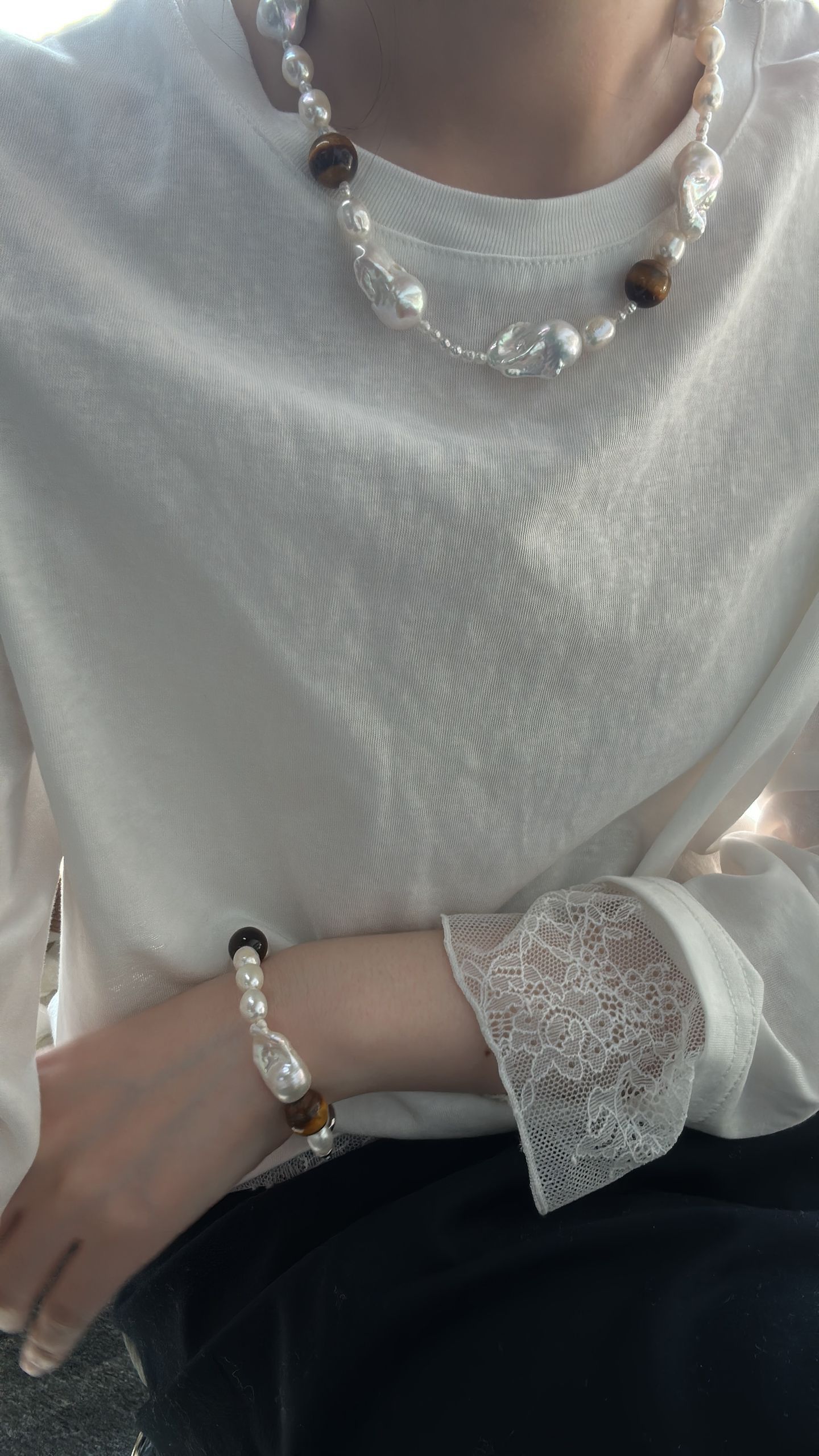 Amber Large Baroque Pearl Necklace