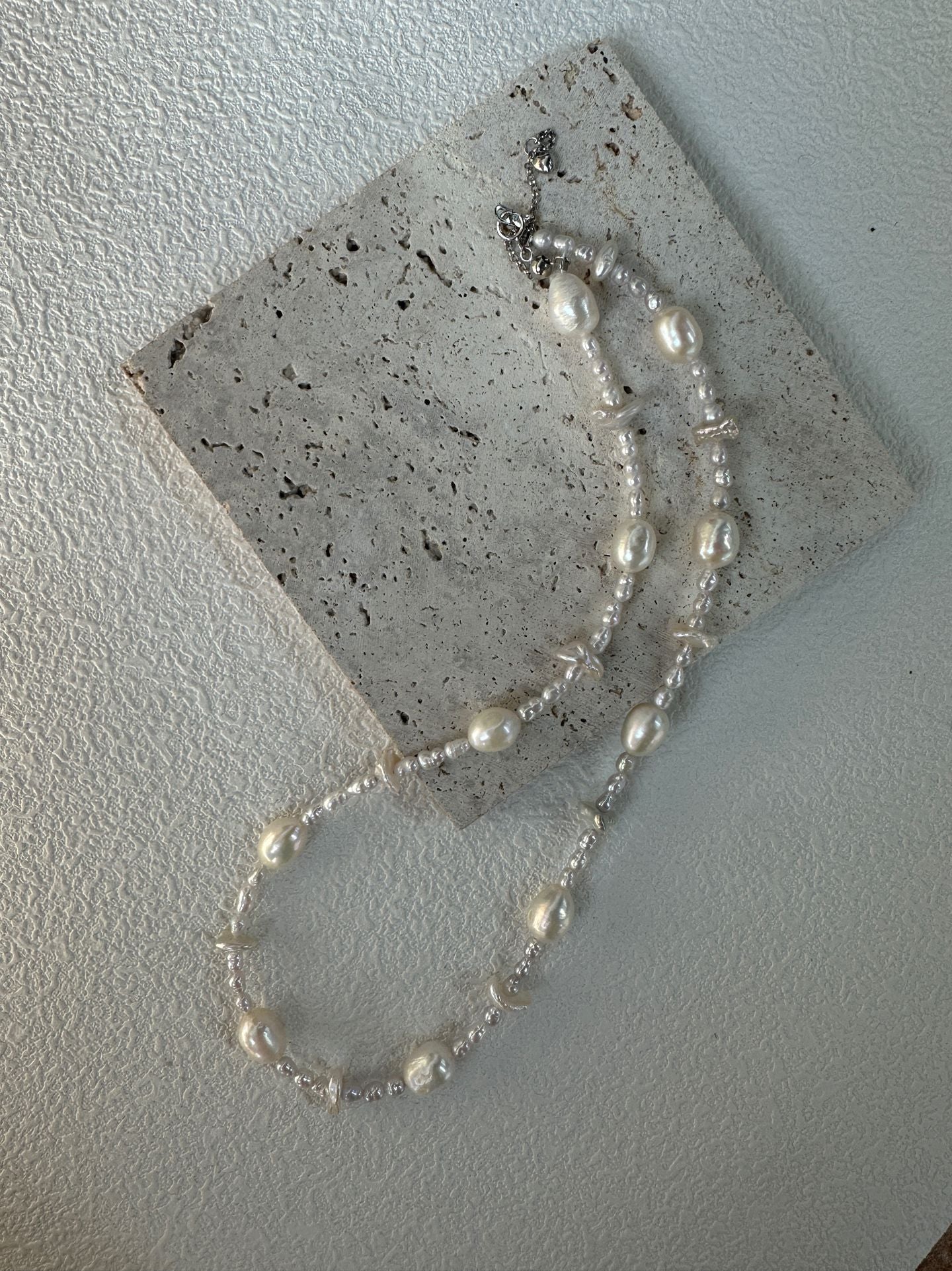 Star-shaped natural baroque pearl necklace