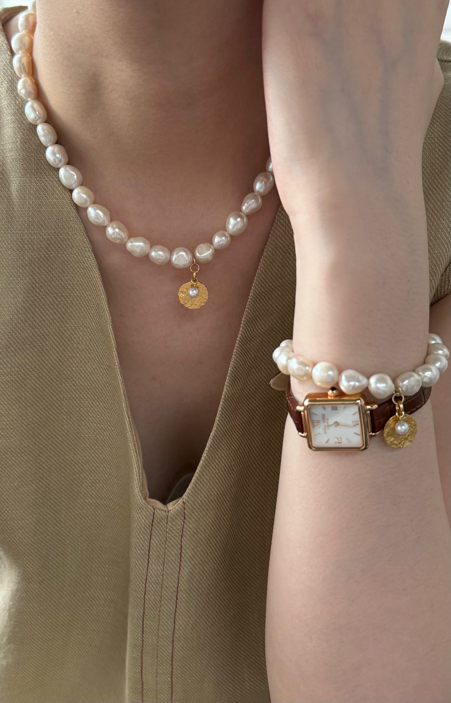 Pure natural Baroque retro minimalist pearl necklace