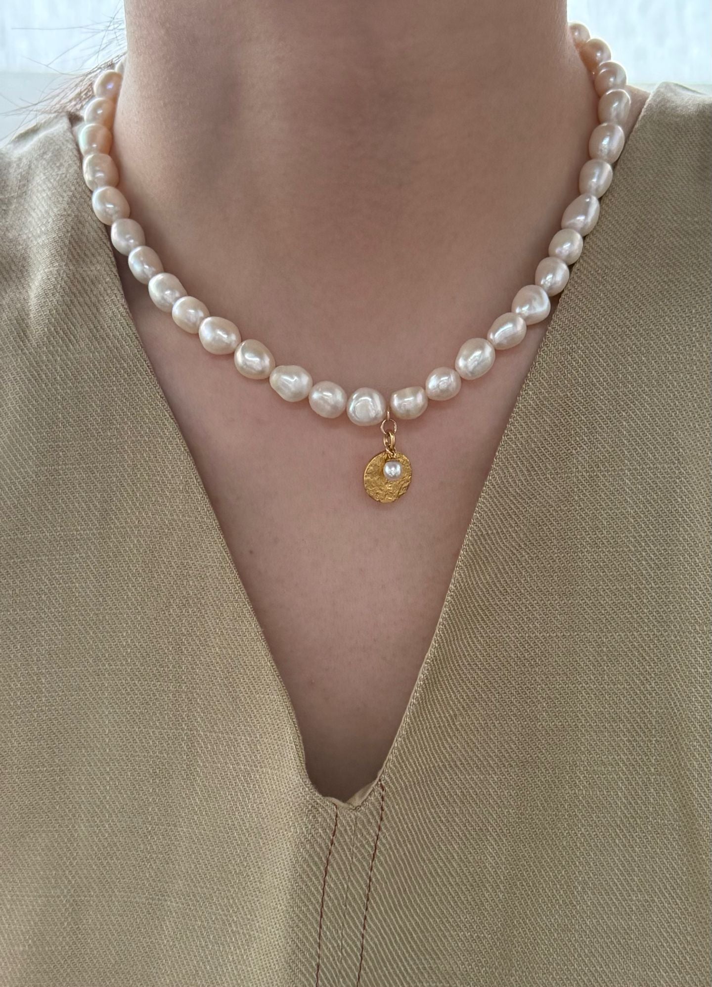 Pure natural Baroque retro minimalist pearl necklace