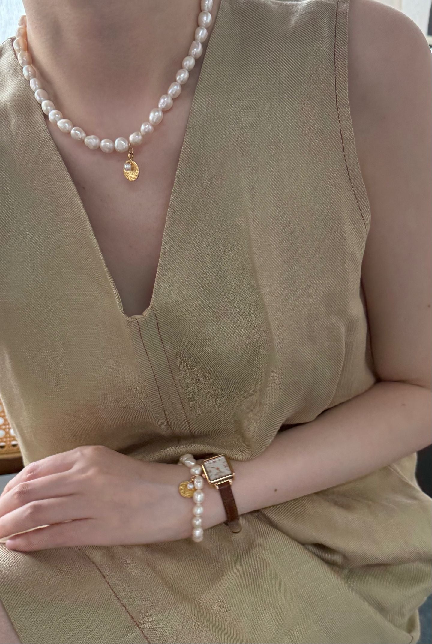 Pure natural Baroque retro minimalist pearl necklace