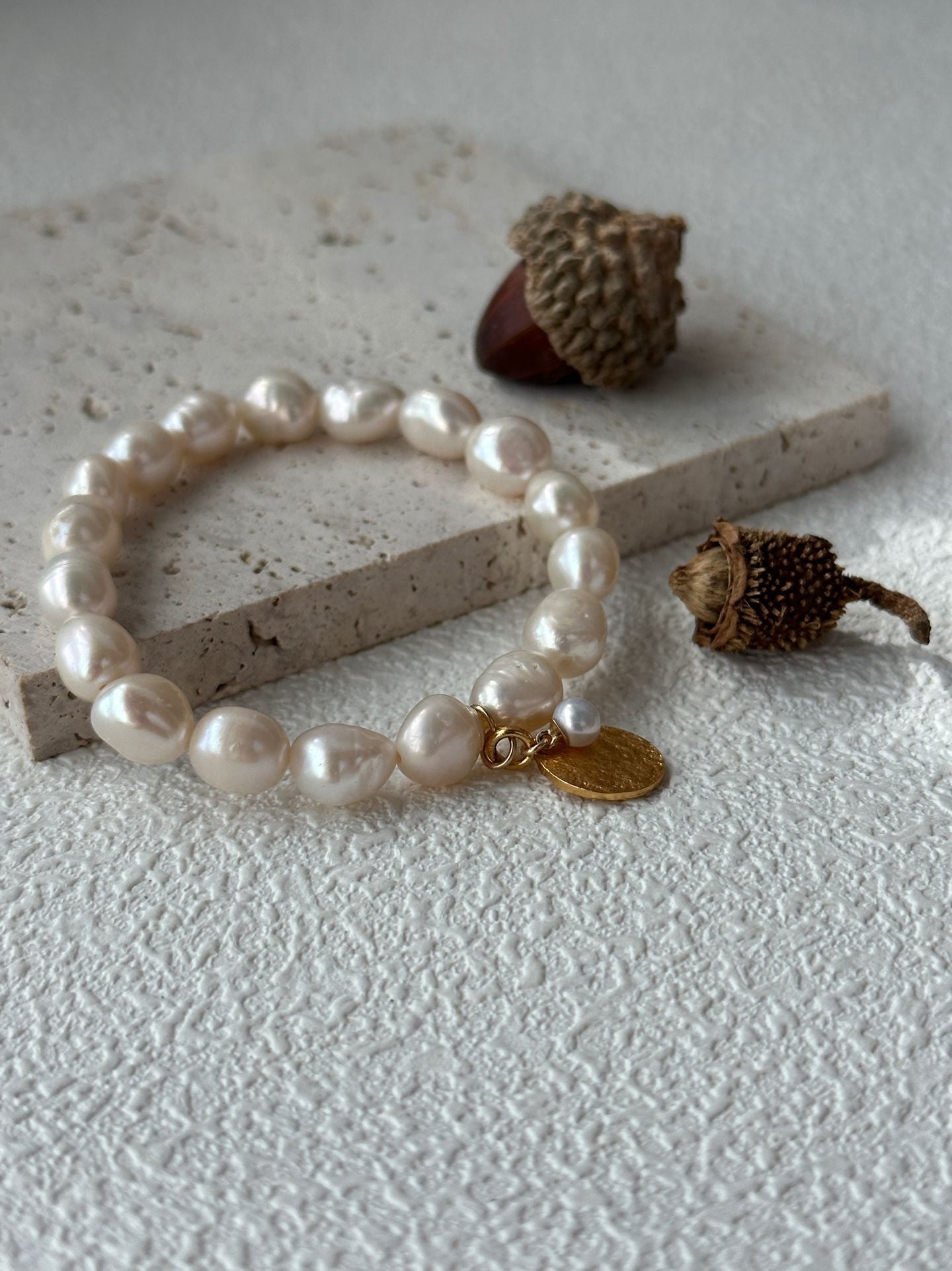 Pure natural baroque pearl bracelet