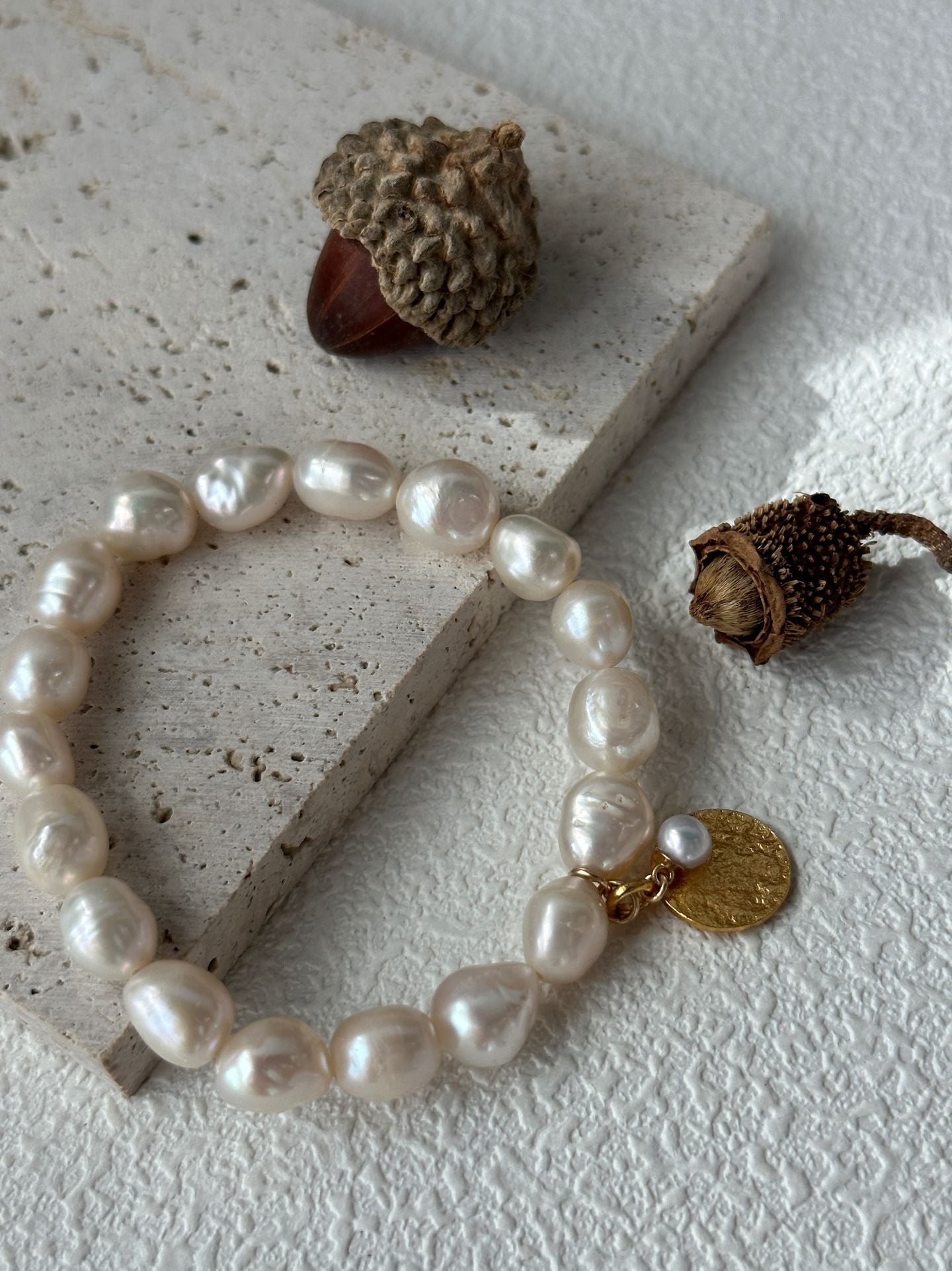 Pure natural baroque pearl bracelet