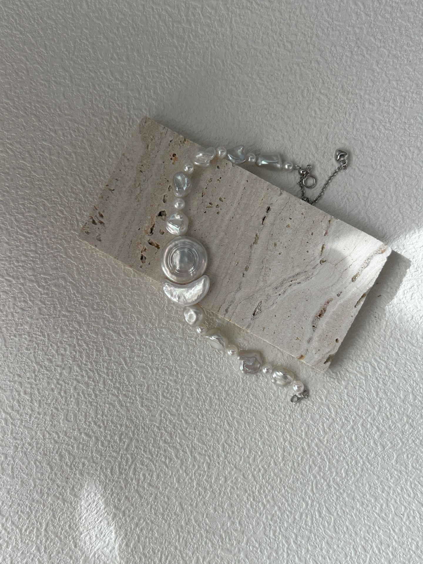 Pure natural Baroque sun and moon shaped pearl bracelet