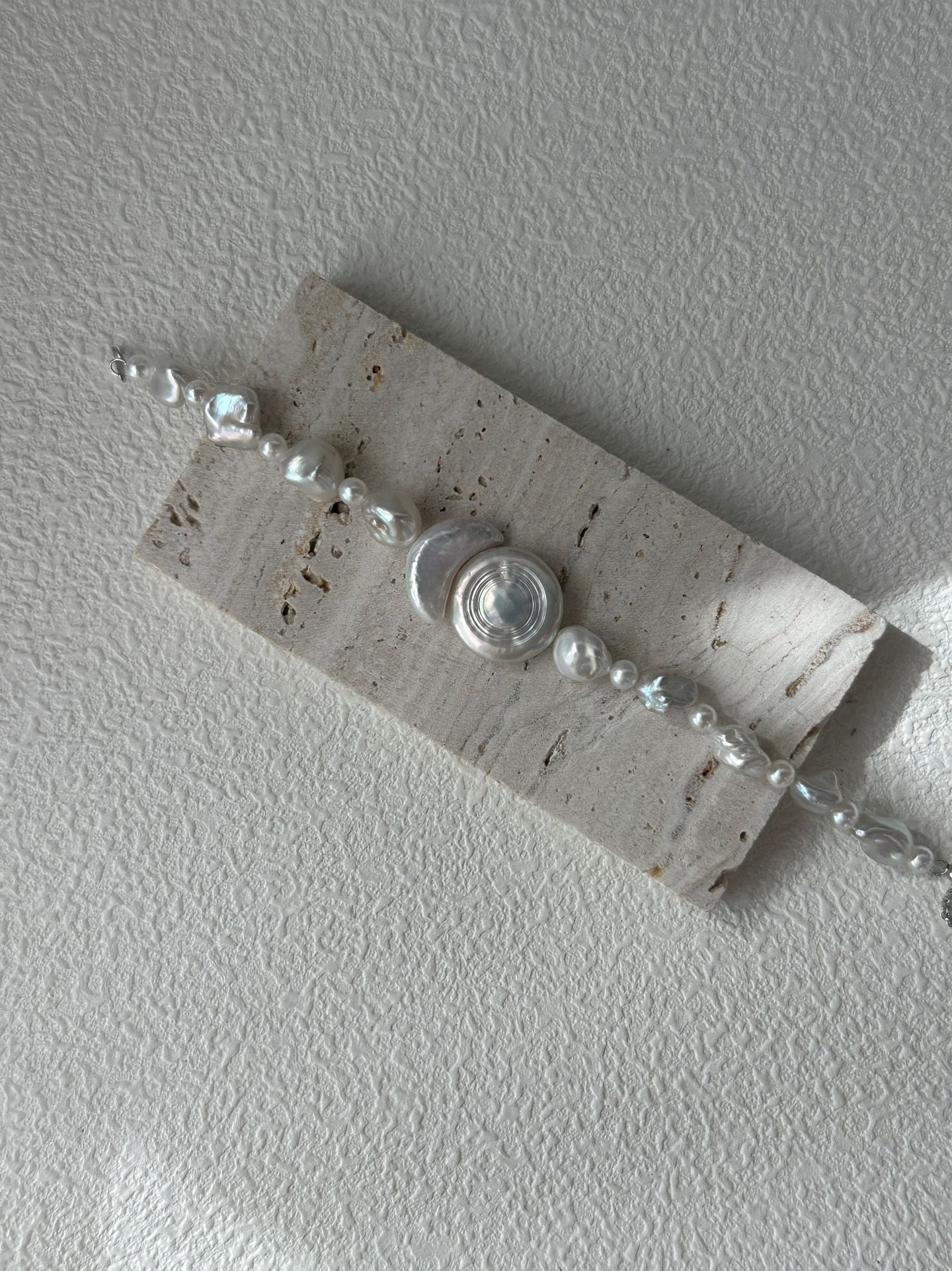 Pure natural Baroque sun and moon shaped pearl bracelet