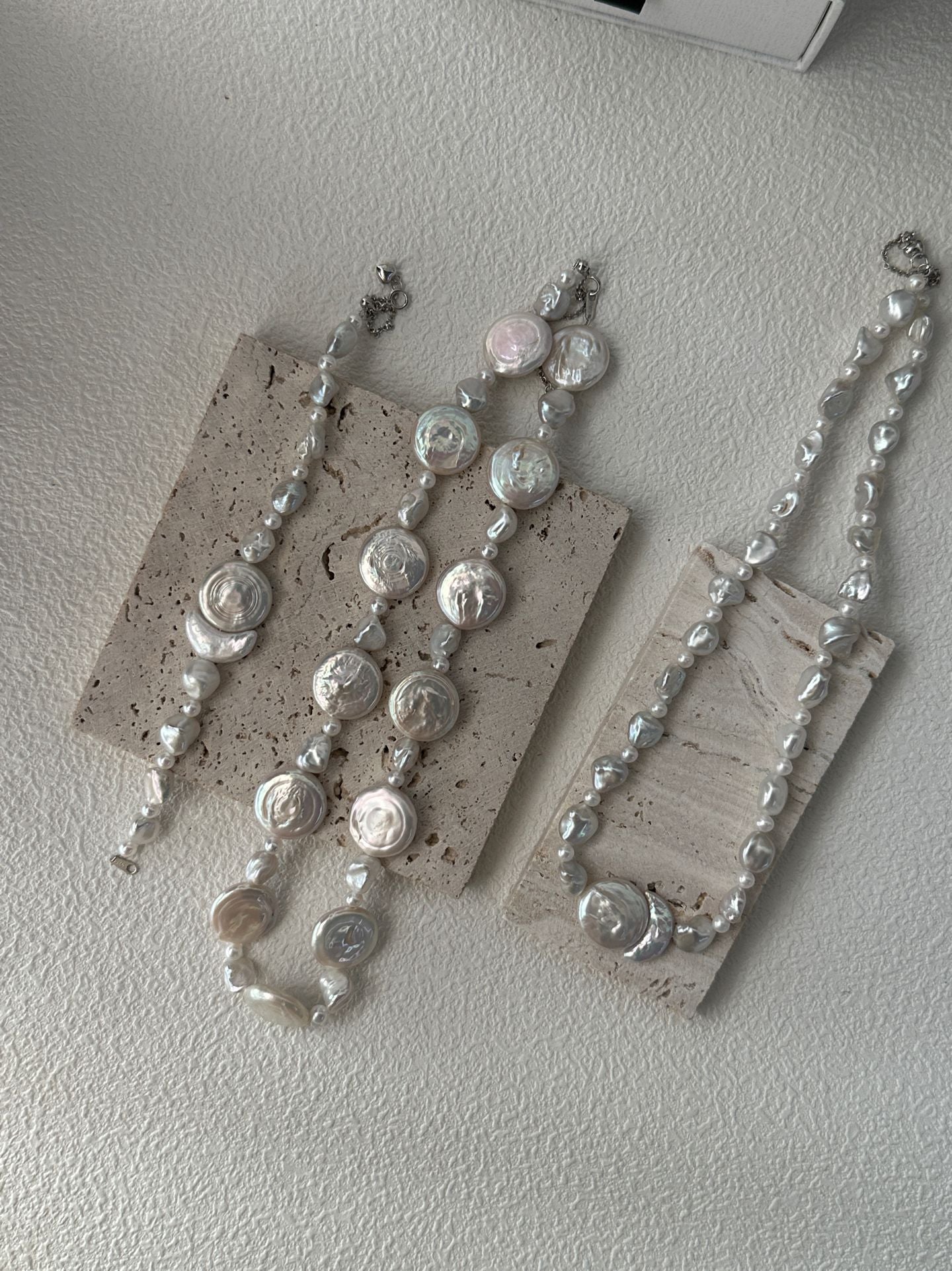 Pure natural Baroque sun and moon shaped pearl bracelet