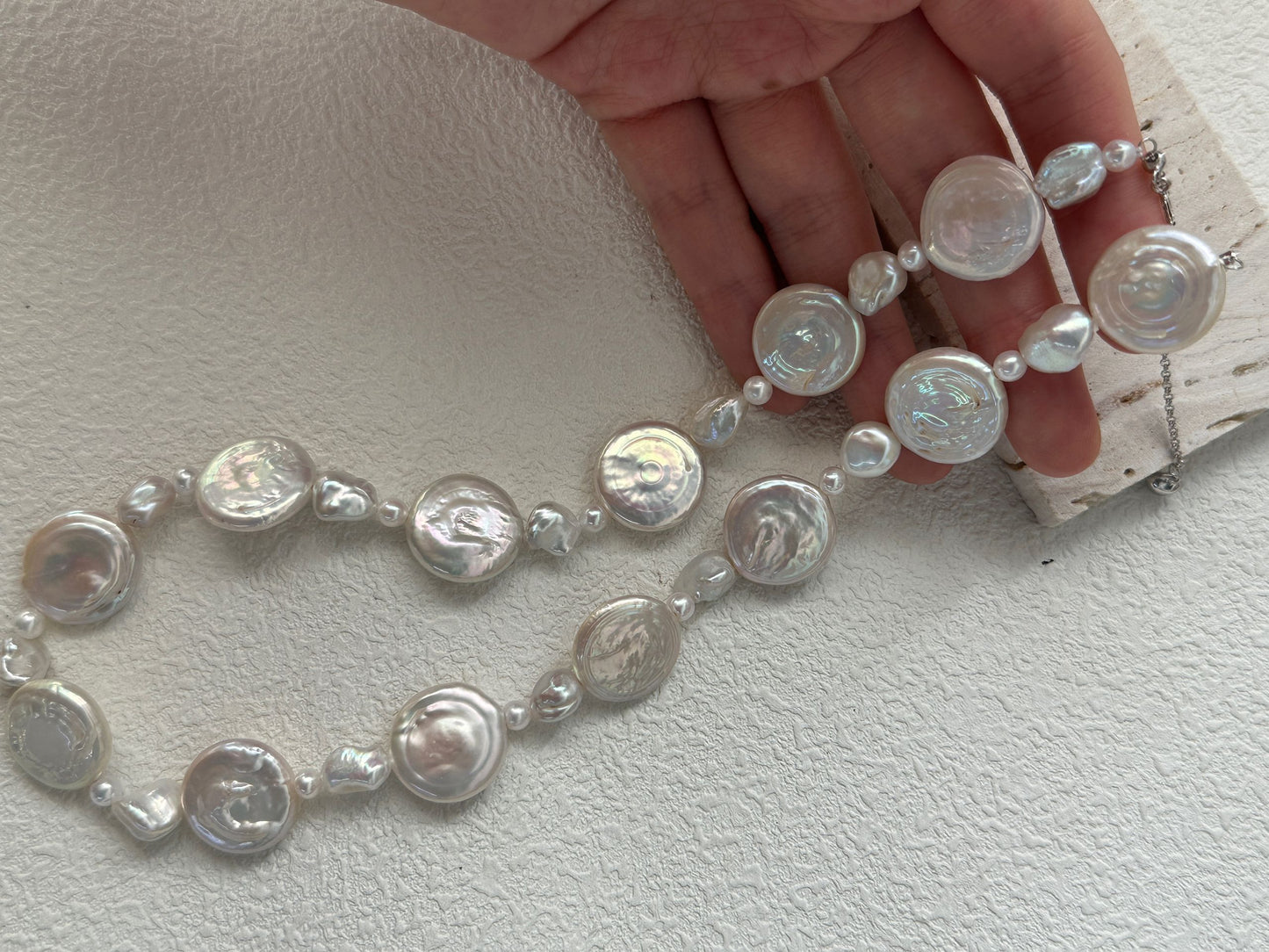 Pure natural Baroque sun and moon pearl necklace