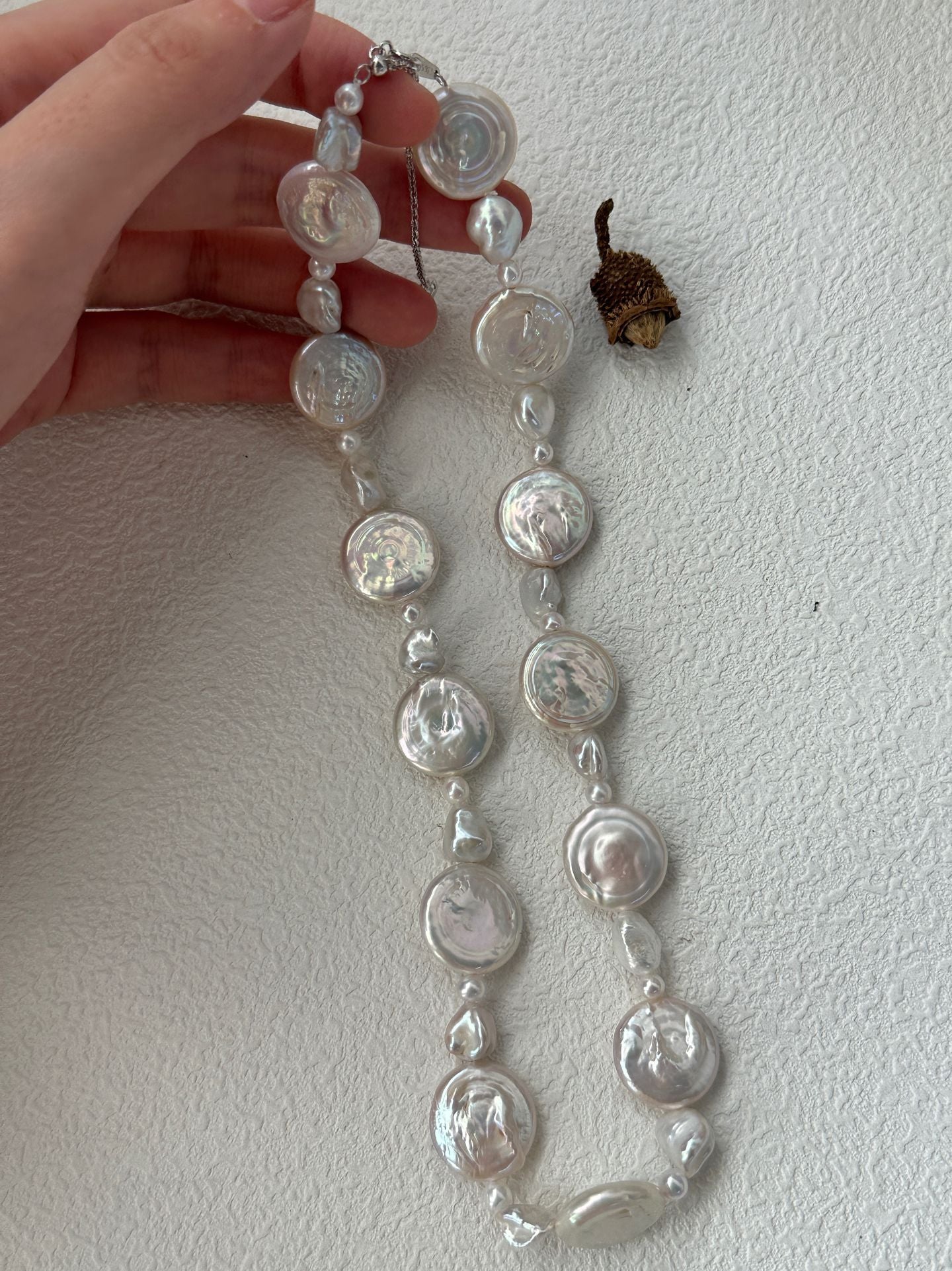 Pure natural Baroque sun and moon pearl necklace