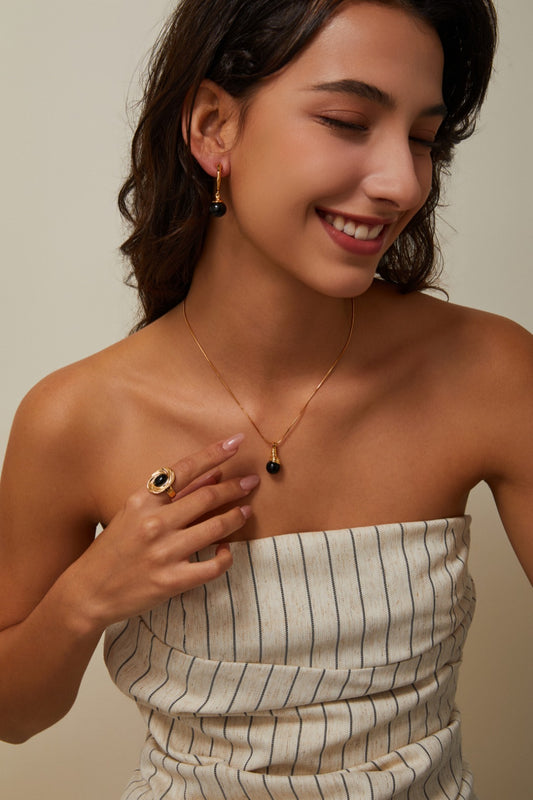 Niche Design Series Sterling Silver Black Agate Necklace