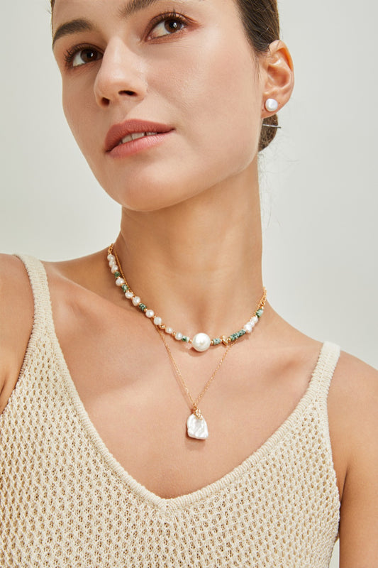 Niche Design Series Sterling Silver Petal Vintage Pearl Necklace
