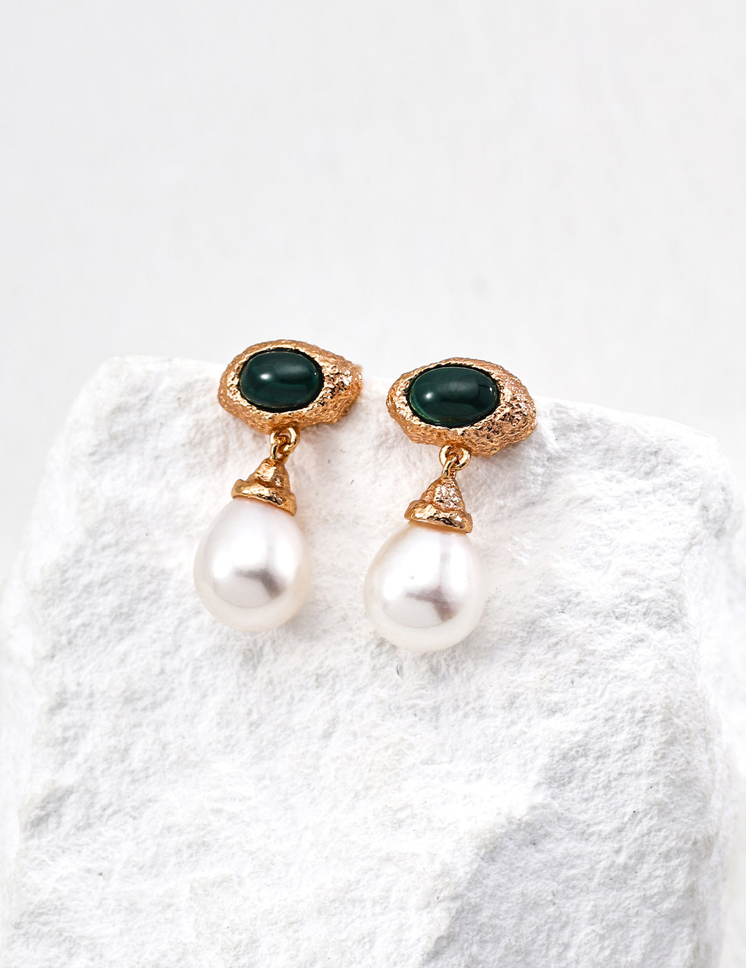 Niche Design Series Natural Pearl Malachite Earrings