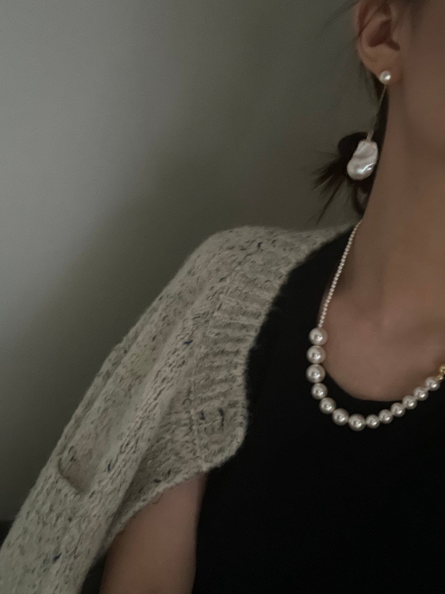 Natural super bright super large steamed baroque pearl sterling silver earrings