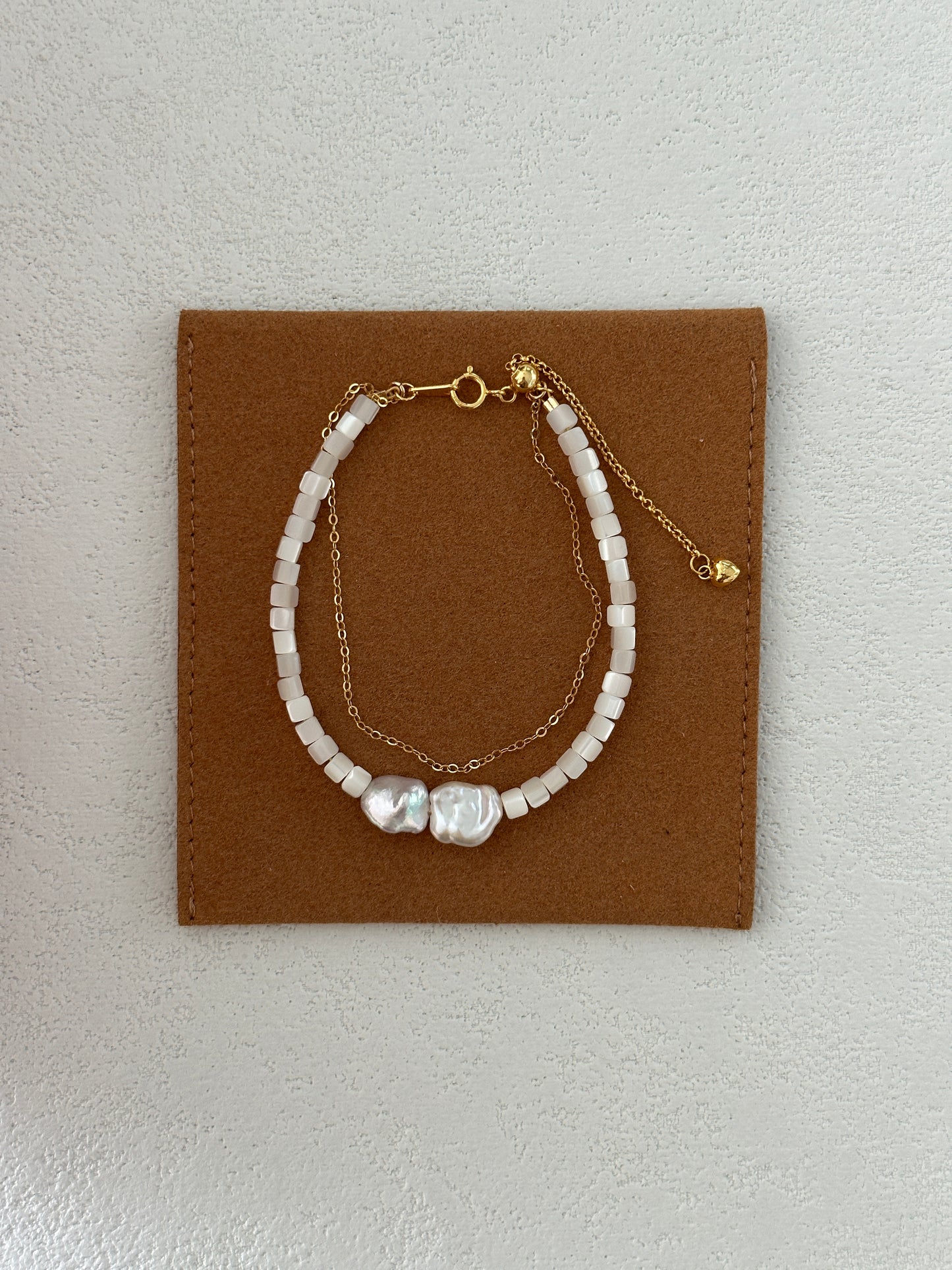 Natural Baroque Shell Pearl Sterling Silver Gold Plated Bracelet