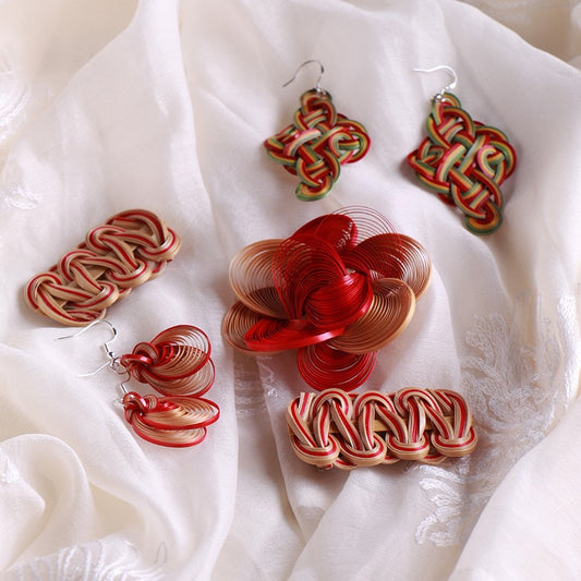 Intangible cultural heritage handmade bamboo earrings, brooches, hairpins，the same style as Li Ziqi